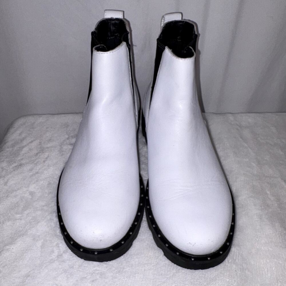Sorel Women Lug Sole Chelsea Boots Lennox Waterproof Size US 8.5 White Leather